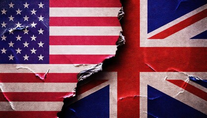 Obraz premium United States and United Kingdom Flag Split Design