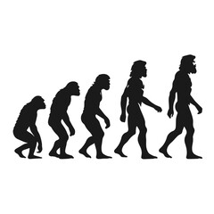 Obraz premium Clean Black and white vector silhouette of a Evolution of human specie on white background