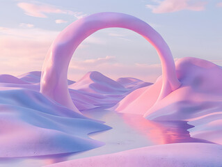 Abstract factasy and realistic mirror in desert, background, futuristic	