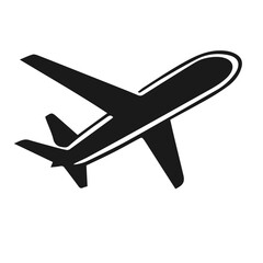 Obraz premium Clean Black and white vector silhouette of a Airplane on white background