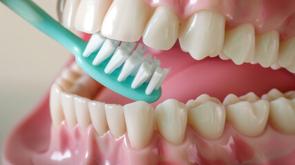 Fototapeta premium 歯ブラシと歯科模型