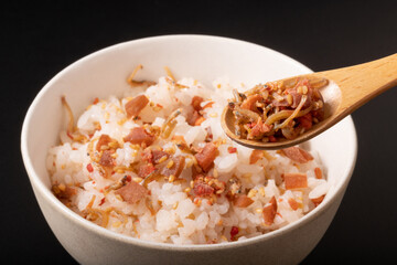 カリカリ梅　しらすご飯