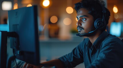 Modern Office Environment with Helpdesk Specialist