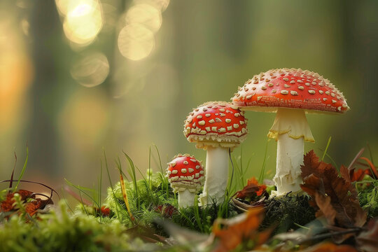 Nature foraging red mushrooms