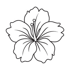 Chic Line Art Illustration of a Hibiscus Flower: Detailed Petals and Simple Outline for Tropical and Exotic Design Themes.