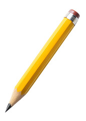 yellow pencil isolated on white transparent background, png element clipart