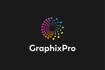 Graphix Pro colorful digital rounded pixel logo design royalty free image vector business template  © Logo Design