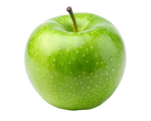 Green apple isolated on white transparent background, png element clipart