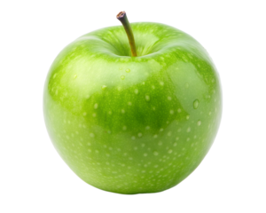 Green apple isolated on white transparent background, png element clipart