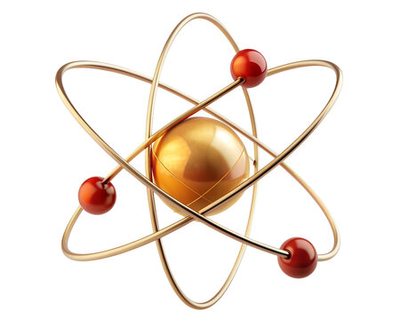 Model of atom isolated on white transparent background, png element clipart