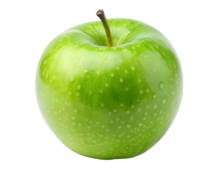 Green apple isolated on white transparent background, png element clipart