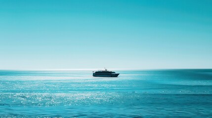 Obraz premium The adventure and peace of a sea cruise. View of the clear, calm ocean on a warm day from a yacht