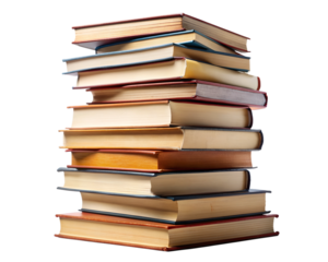 School books, textbooks isolated on white transparent background, png element clipart