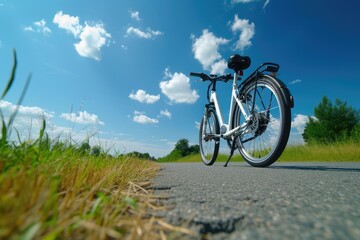 Obraz premium Electric Bicycle Riding on a Scenic Countryside Path