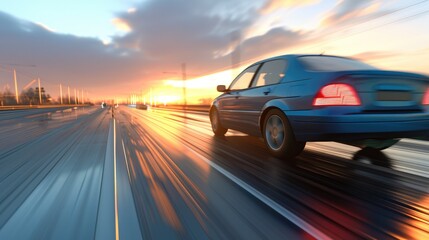 SUV Featuring Blue Battery in Early Morning Road Scene