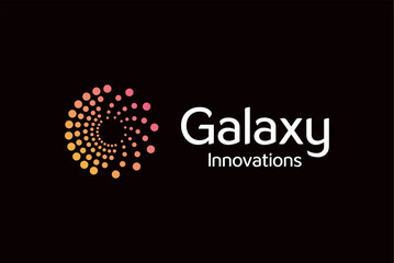 Galaxy innovation round pixel digital technology logo design royalty free image vector business template 