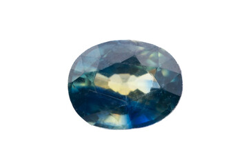 natural blue sapphire gem on the isolated white background
