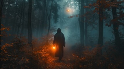 A Ghost of a Haunted Halloween with Flames and Darkness, Echoing a Haunted Halloween with Red and Black, Abstract Horror Aspects, and Demonic Symbolism