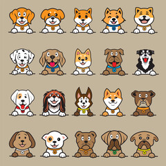 adorable dogs collection.  vector illustration