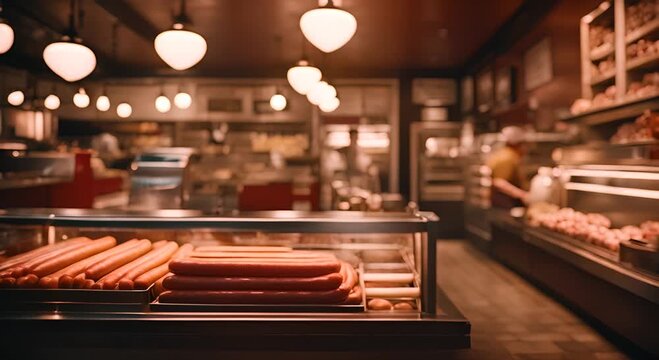 Interior of a sausage and cold cuts shop.