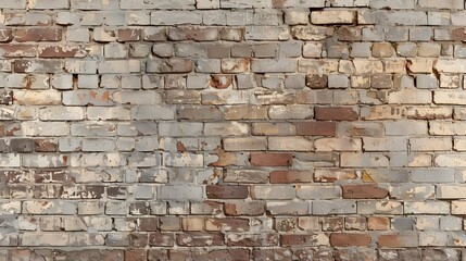Obraz premium Close-up view of a weathered brick wall, showcasing the textures and details of the aged bricks and mortar.