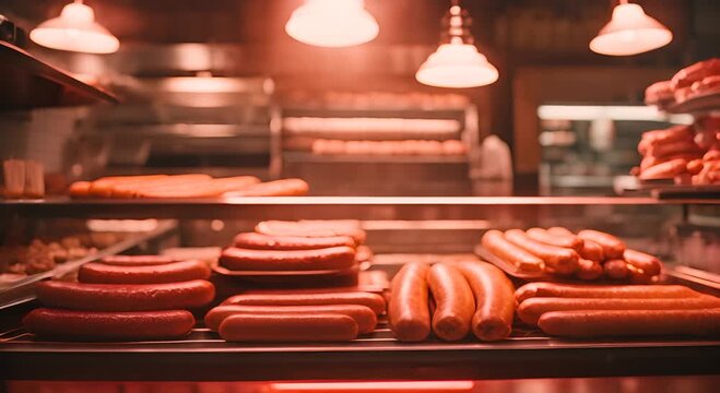 Interior of a sausage and cold cuts shop.