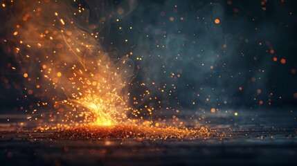 A stunning display of glowing sparks and smoke, creating an enchanting atmosphere of heat and energy in a dark background.