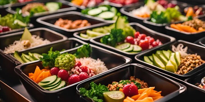 Poke bowls at a healthy poke shop.