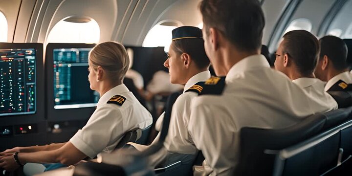 Airplane pilots at a flight academy.