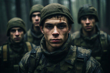 Fototapeta premium People in military camouflage uniforms generative AI