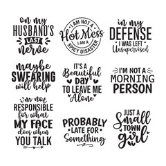 Obraz premium 9 Funny Quotes Svg Bundle