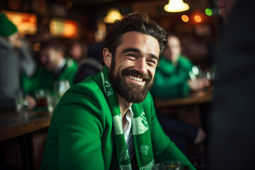 Fototapeta premium Irish people celebrating national holiday Saint Patrick Day, Generative AI conceptual illustration photo