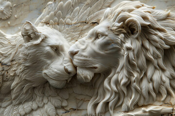 Beautiful animal 3d relief wallpaper mural wallpaper generative AI