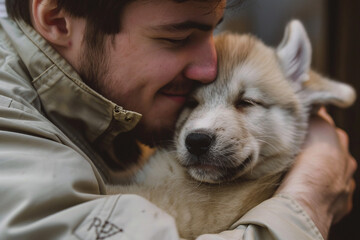 Photo of a funny happy dog in grooming salon generative AI