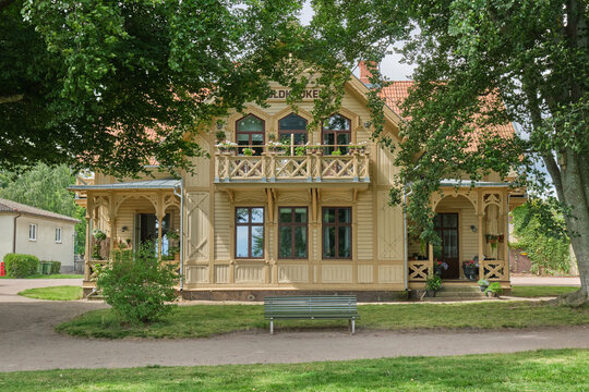 Day trip on a cloudy summer day to the town of Hjo on Lake Vaettern, Sweden's second largest lake