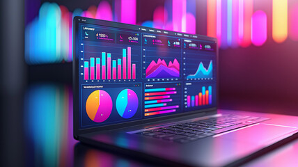 Interactive 3D business analytics graphs with comprehensive online marketing data,