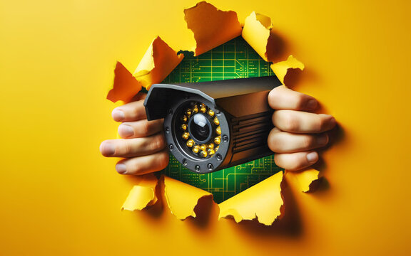 surveillance monitoring spy peeking hole paper intrusion privacy protection hidden observation