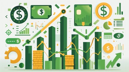 Financial Growth and Success: Illustrated with Charts and Symbols