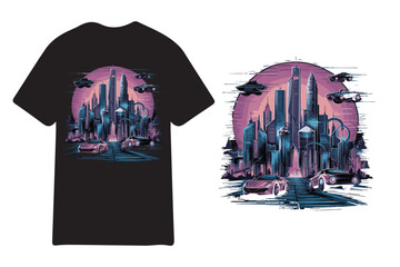 Fototapeta premium Futuristic gadgets and digital art T-Shirt Design