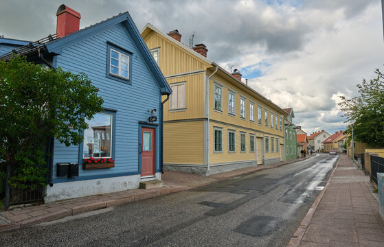 Day trip on a cloudy summer day to the town of Hjo on Lake Vaettern, Sweden's second largest lake