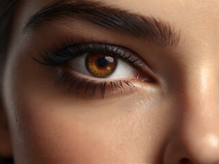 Obraz premium Brown eyes closeup, closeup of woman face makeup