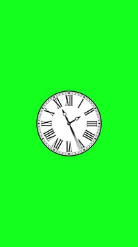 Clock animation on a green screen. watch tik tik animation green screen 4K video