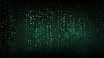 Fototapeta premium by a binary code matrix in green. dark background