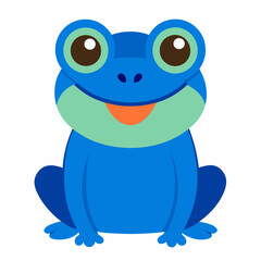 create us a cute cartoon frog with big blue eyes  vector illustration