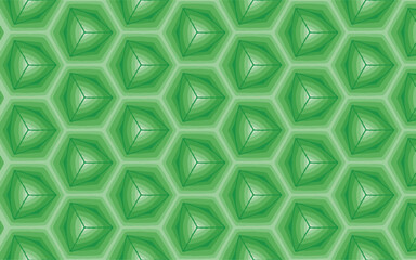 3D green pattern texture art design hexagon and pyramid modern style sameless repeat for decorate new art deco style. beauty, fashion, geometry, colorful, line, circles, pyramid, frame.