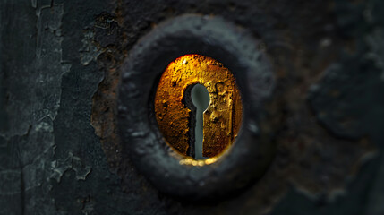 a Keyhole Providing a Glimpse into an Unknown Space Filled with Light