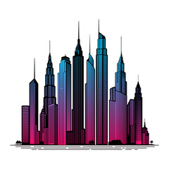 A colorful vector artwork capturing the essence of urban skyscrapers. Monochrome skyscrapers vector illustration.