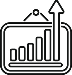 Simple line art icon of a graph on a noticeboard showing positive growth