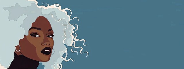 Stylized Portrait of Woman with Curly Hair