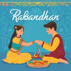 Vector Illustration of Happy Rakhi Festival Greeting Background Template Design.